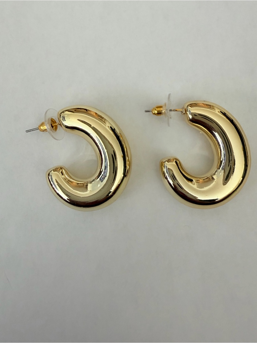 Gold Chunky Crescent Hoop Earrings - Brand